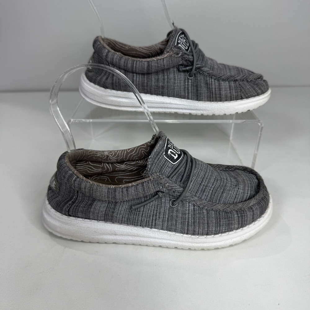 Hey Dude Wally Little Boys 12 Gray Marl Knit Slip On Loafers Shoes Comfy